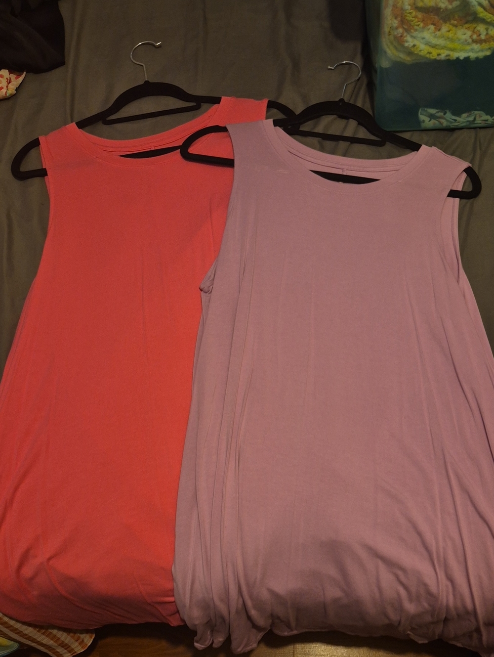 Women’s Sleeveless Swing Tank Dresses - Pink and Light Purple